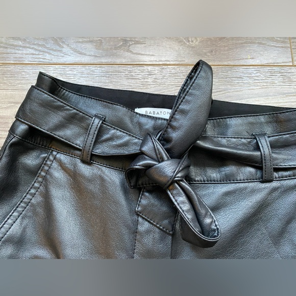 Babaton Black Belted Vegan Faux Leather High Rise Trouser Pant - Picture 5 of 15